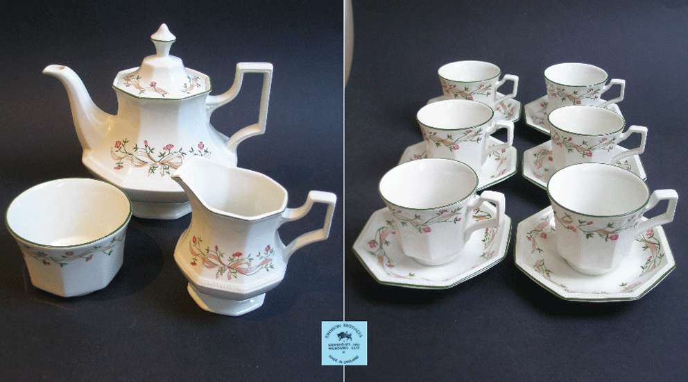 JOHNSON BROTHERS ETERNAL BEAU TEA SET A Pretty Penny Antique