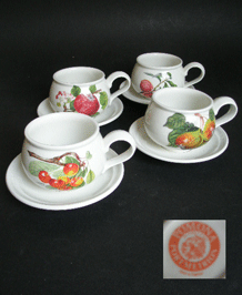 PORTMEIRION POMONA CUPS AND SAUCERS X4