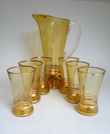 1950s AMBER LEMONADE SET