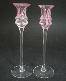 VINTAGE CAITHNESS CRYSTAL LYNN CANDLESTICKS IN CHARISMA PATTERN (X2)