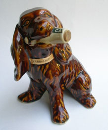 VINTAGE KERMANN BORDEAUX LIQUEUR CAZANOVE CERAMIC DOG DECANTER