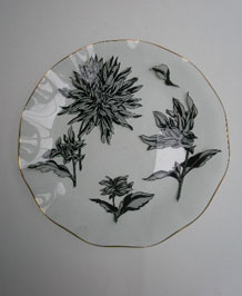   1967 CHANCE GLASS SILHOUETTE FLUTED CAKE PLATE