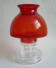   1960s RIIHIMAKI FINLAND NANNY STILL RED GLASS APOLLO LAMP