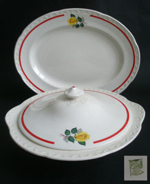 ROYAL FALCON WARE WEATHERBY HANLEY YELLOW ROSE TUREEN AND OVAL PLATTER