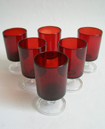          SET OF SIX  FRENCH RUBY RED WINE GLASSES