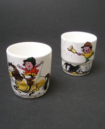 PAIR OF PALISSY THELWELL PONIES EGG CUPS