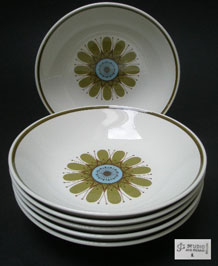 J & G MEAKIN GALAXY 19cm BOWLS DESIGNED BY JESSIE TAIT X 6