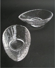 DARTINGTON GLASS AVOCADO DISHES ( FT137) DESIGNED BY FRANK THROWER 1971