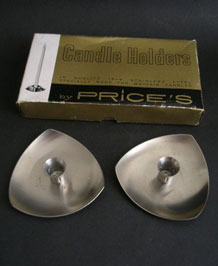 PRICE'S STAINLESS STEEL CANDLEHOLDERS IN ORIGINAL BOX