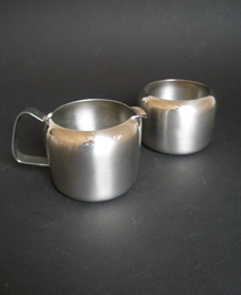OLD HALL STAINLESS STEEL MILK JUG AND SUGAR BOWL