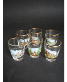SIX VINTAGE SOUVENIR EDINBURGH SHOT GLASSES