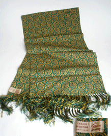 VINTAGE GREEN AND YELLOW PAISLEY CEPEA SCARF
