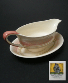 GRAYS POTTERY GRAVY BOAT AND STAND