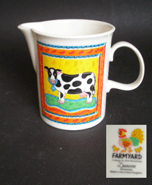 VINTAGE DUNOON STONEWARE FARMYARD ONE PINT MILK JUG DESIGNED BY JANE BROOKSHAW