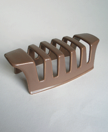 POOLE POTTERY TWINTONE MUSHROOM AND SEPIA (C54) TOAST RACK