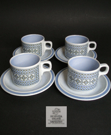 HORNSEA TAPESTRY CUPS AND SAUCERS X 4