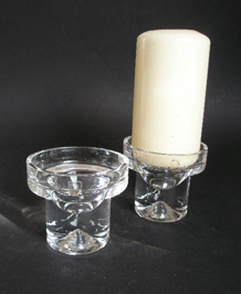 DARTINGTON GLASS DIMPLE CANDLEHOLDERS (FT 10)  X2 DESIGNED BY FRANK THROWER IN 1967