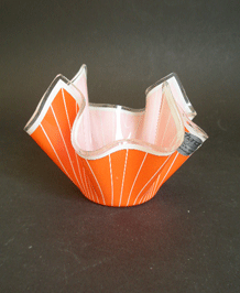 CHANCE GLASS HANDKERCHIEF VASE ORANGE CORDON 