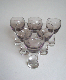     CAITHNESS GLASS CANISBAY PEAT GOBLETS DESIGNED BY COLIN TERRIS ( X6)