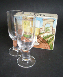 DARTINGTON COMPLEAT IMBIBER SHERRY GLASSES ( FT 151 / 1) IN ORIGINAL BOX DESIGNED BY FRANK THROWER IN 1972
