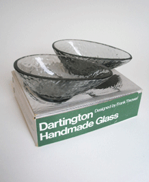 DARTINGTON GLASS AVOCADO DISHES (FT137) IN ORIGINAL BOX & DESIGNED BY FRANK THROWER