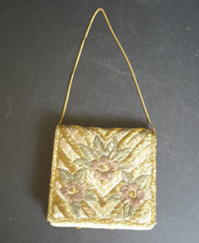 1930s GOLD AND SILVER THREAD EVENING BAG /PURSE