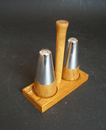 1960s SALT AND PEPPER ON TEAK STAND