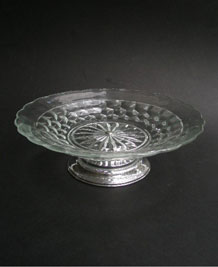  PRESSED GLASS PLATE ON CHROME STAND