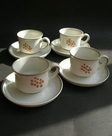  FOUR DENBY GYPSY CUPS AND SAUCERS