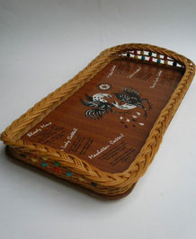 1960S FORMICA & WICKER COCKTAIL TRAY