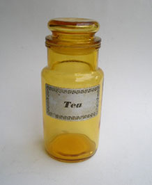 VINTAGE AMBER GLASS STORAGE JAR