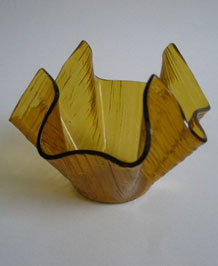 CHANCE GLASS AMBER COTSWOLD  HANDKERCHIEF VASE