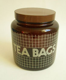 VINTAGE LARGE GLASS TEA BAGS STORAGE JAR