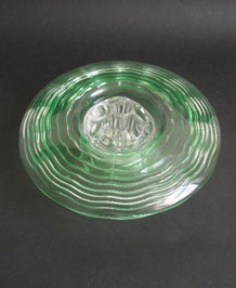 DECO GREEN GLASS POSY BOWL