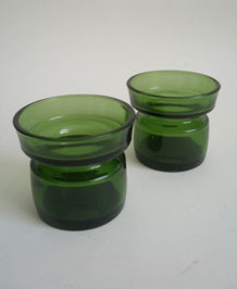 1970s DANSK GREEN GLASS CANDLEHOLDERS DESIGNED BY JENS QUISTGAARD