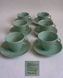  WOODS WARE BERYL CUPS AND SAUCERS (X6)