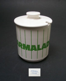 HORNSEA GREEN STRIPE MARMALADE POT