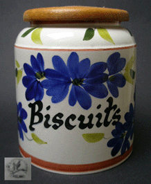 1960s TONI RAYMOND BLUE FLOWER BISCUIT STORAGE JAR