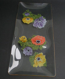 1960s CHANCE GLASS SEGMENTED LONG TRAY IN 'ANEMONE' DESIGN BY MICHAEL HARRIS